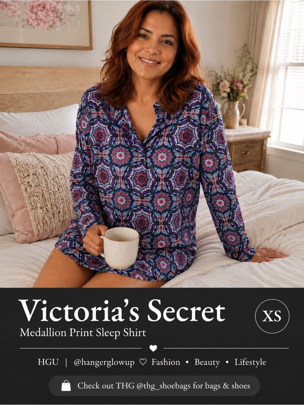 Victoria’s Secret Boho Medallion Sleep Shirt Cotton Modal Pajama XS NWT